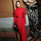 Solid Color High Grade Pleated Slim Waist Dress