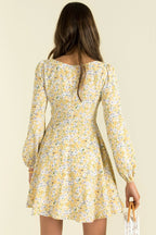 Inner Sunset Floral Smocked Cutout Dress Sage