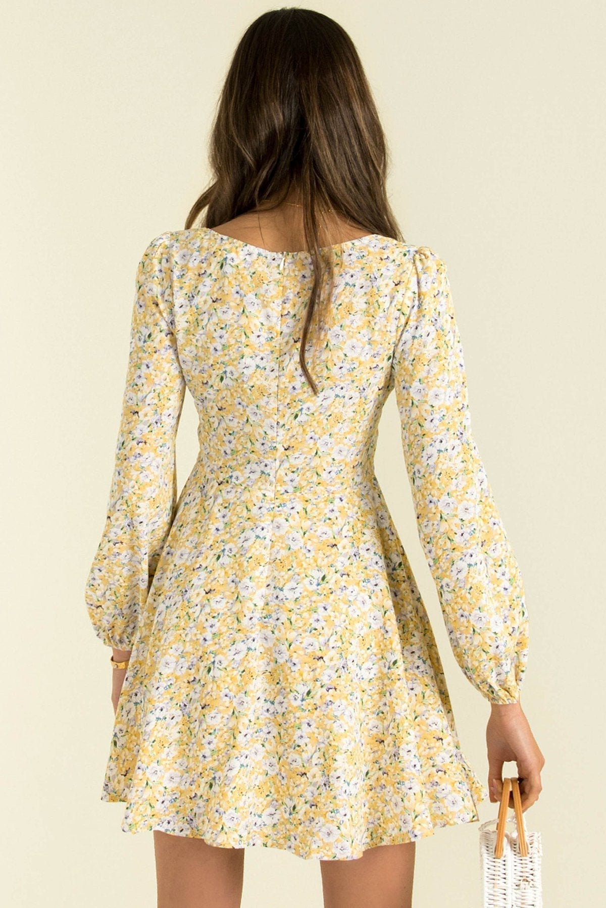 Inner Sunset Floral Smocked Cutout Dress Sage