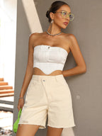 DressBetty - Loose Slim Raw Edge Denim Shorts