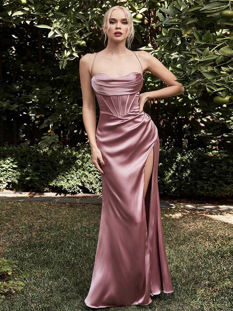 High Waist Split Slim Dress