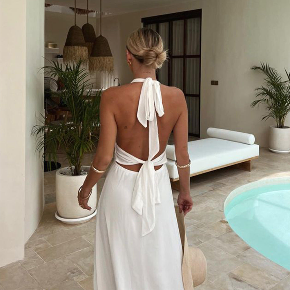 Saylor Slit Dress White