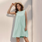 Pleated Sleeveless Dress