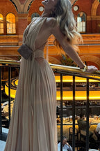 Ethereal Moment Tulle Cutout Ruched Waist Backless Halter Maxi Dress