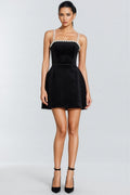 Gael Beaded Black Sleeveless Mini Dress