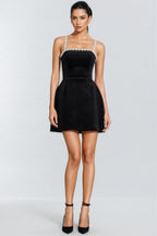 Gael Beaded Black Sleeveless Mini Dress