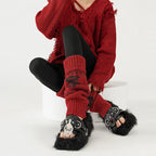 Wool Chunky Slouchy Sexy Red Leg Warmers