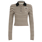 Germani Striped Long Sleeve Polo Top