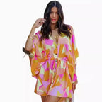 Brenda Statement Women's Floral Print Button Up Dress Elevated Occasion Wear