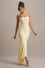 Strapless Sexy Solid Color Long Evening Party Dress