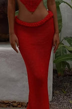 Sumui Hollow Crochet Knit Braid Detail V-shaped Hem Crop Vacation Tank