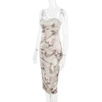 Niana Floral Satin Midi Dress