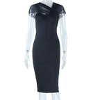 Tight Dress Solid Color Wrapped Chest Stitching Voile Dress Short Sleeve Pullover Street Hip Dress for