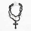Diamond Cross Star Double Layer Hiphop Dark Necklace