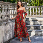 Printed Hollow Out Cutout out Tied Dress Tube Top Elegant Backless Dress