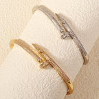Stylish Unique Zircon Nail Open Bangle Bracelet