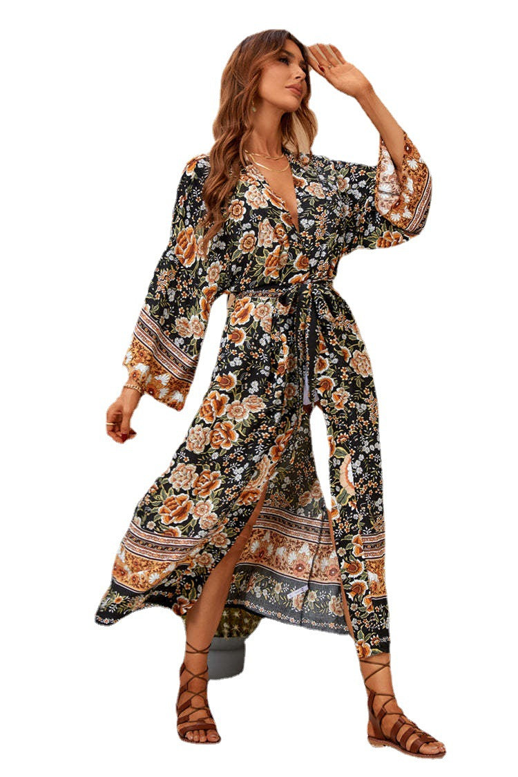 Artiste Satin Floral Wrap Midi Dress FINAL
