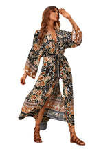 Artiste Satin Floral Wrap Midi Dress FINAL