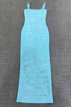 Andesd Blue Strapless Slit Maxi Dress