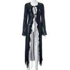 Mesh Cardigan Wooden Ear Beach Dress