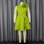 Three Dimensional Floral Dress Party Cocktail Sleeveless High Waisted Dresses
