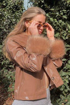Fur collar slim fit jacket
