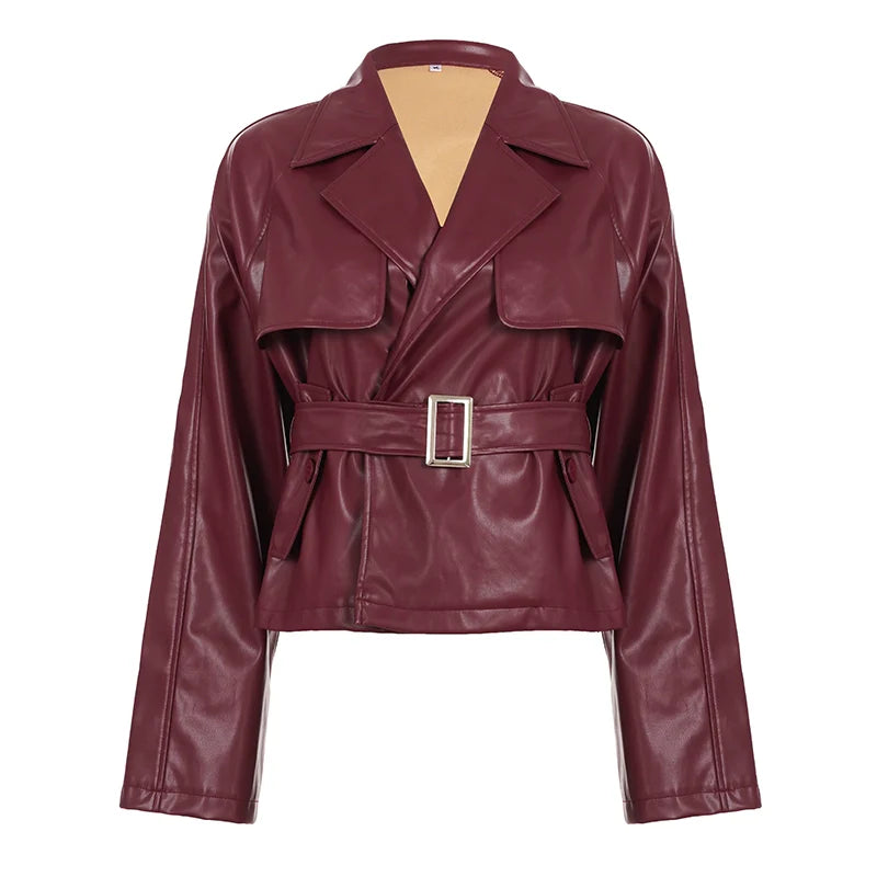 Zamiah Red Faux Leather Jacket