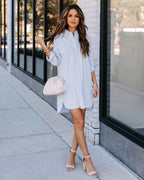 Harmony Cotton Button Down Shirt Dress Lavender
