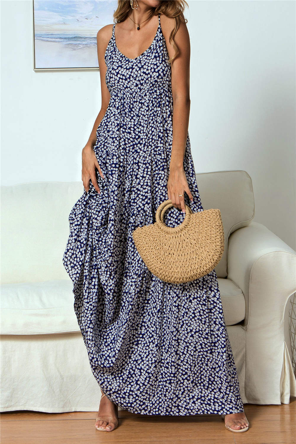 Trooper Floral Tie Strap Midi Dress FINAL