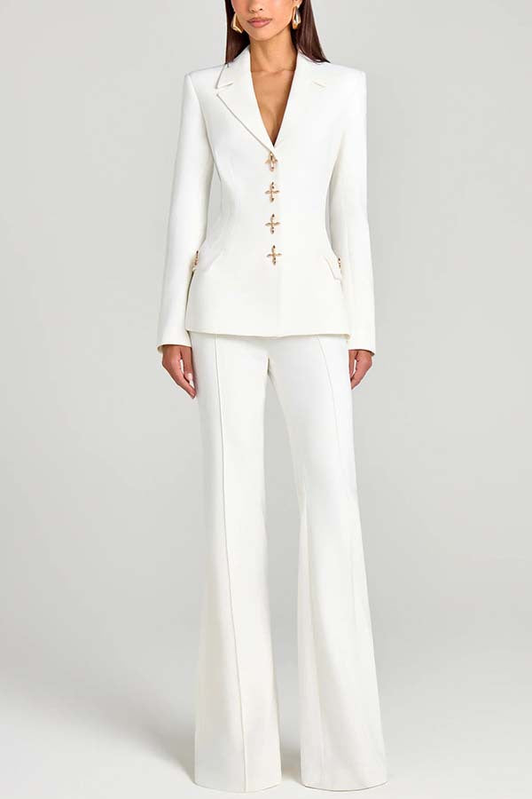 Women Power High Rise Side Zipper Flare Slim Fit Pants