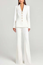 Cross-Shaped Button Blazer,Vest And Trouser Set