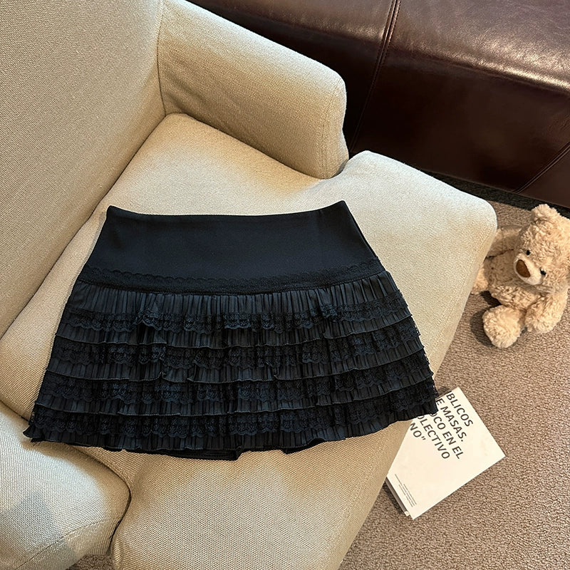 Maliah Tiered Lace Mini Skirt