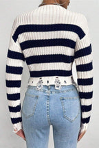 Round Neck Short Striped Sweater