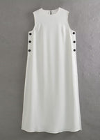 Celeste Minimalist Sleeveless Button Detail Maxi Dress