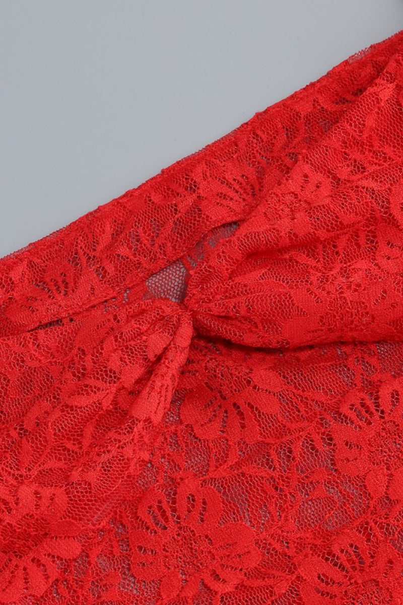 Kainld Red Strapless 3D Flower Mini Dress Set
