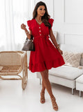 Alethea Cotton Blend Babydoll Dress Amber