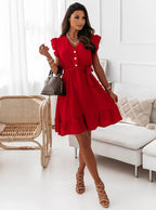 Alethea Cotton Blend Babydoll Dress Amber
