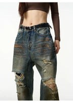 Distressed Baggy Ripped Denim Jeans