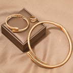 3 Piece Heavy Geometric Bracelet, Ring & Necklace Set