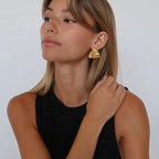 Feathered Ruched Triangle Earrings