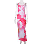 Printing Slip Dress Waist Tight Hip Dress