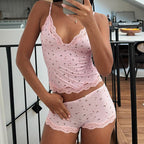 Gracy Lace Trim Pajama Set