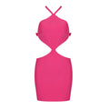 Irregular Asymmetric Halter Cross Hollow Out Cutout Backless Dress