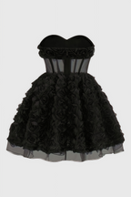 Ralpae 3D Floral Puff Mini Dress