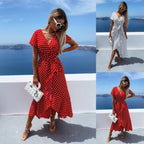 Yolanda Chic Women's Asymmetrical Maxi Dress with Dots and Low Waist Elevated Occasion Wear