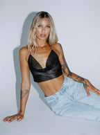 Hour Glorious Metallic Halter Top
