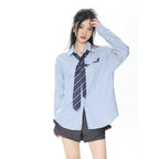 Retro tie long sleeve shirt