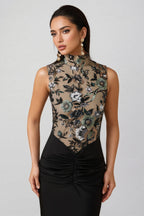 Calissa Embroidered Sequinned Floral Maxi Dress