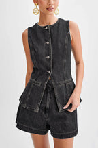 Abel Denim High Waist Relaxed Fit Shorts