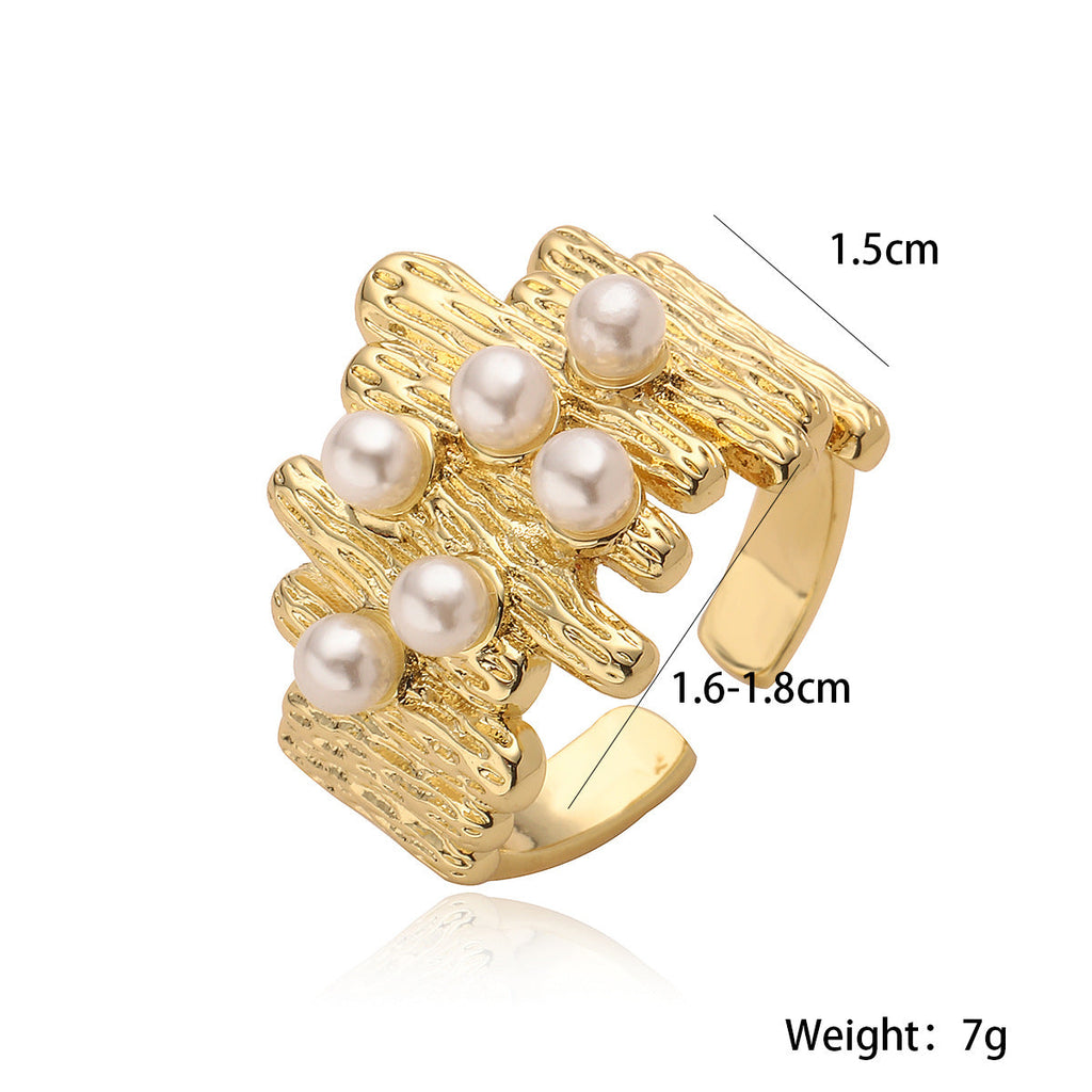 Irregular Pearl Ring Gold Plated Geometric Ring